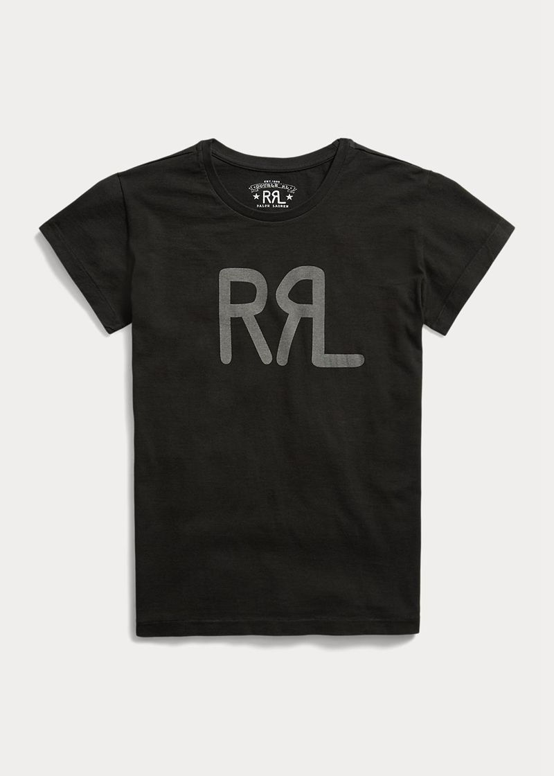 Camiseta RRL Mujer Logo Cotton Jersey Chile Negras JHBCG-5310